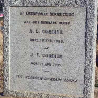 CORDIER A.L. -1933 &amp; J.F. -1947