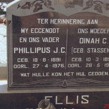 ELLIS Phillipus J.C. 1891-1976 &amp; Dinah C. STASSEN 1891-1978