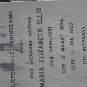 ELLIS Maria Elizabeth nee HAMILTON 1884-1969