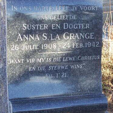 GRANGE Anna S., la 1908-1942