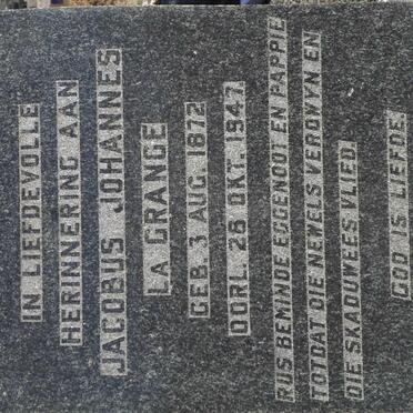 GRANGE Jacobus Johannes, la 1872-1947