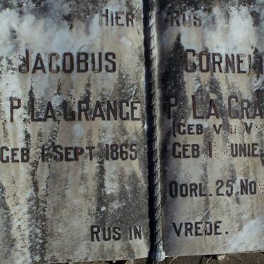 GRANGE Jacobus J.P., la 1865- &amp; Cornelia P. V.D. VYVER 1869-1947