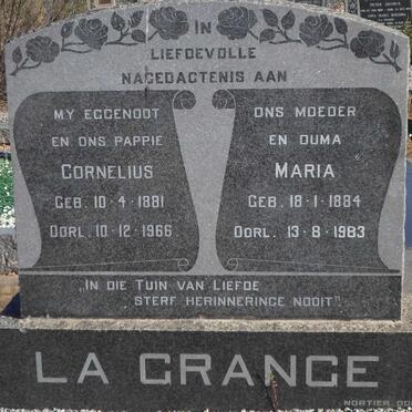 GRANGE Cornelius, la 1881-1966 &amp; Maria 1884-1983
