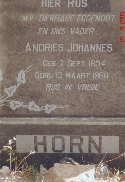 HORN Andries Johannes 1894-1960