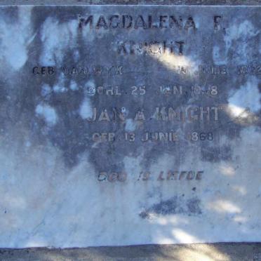 KNIGHT Jan A. 1868- &amp; Magdalena F. VAN WYK 1872-1948