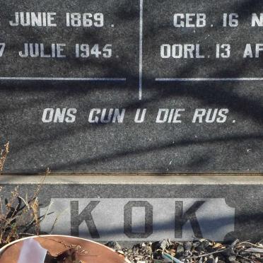 KOK Andries Matthys 1869-1945 &amp; Jacoba Cornelia S. OOSTHUIZEN 1873-1967