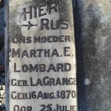 LOMBARD Martha E. nee LA GRANGE 1870-1935