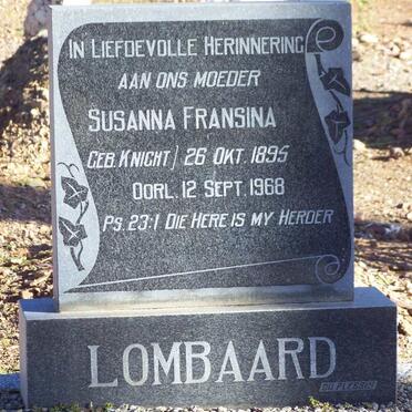 LOMBAARD Susanna Fransina nee KNIGHT 1895-1968