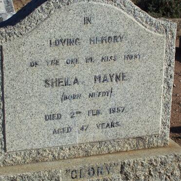 MAYNE Sheila nee NEFDT -1957