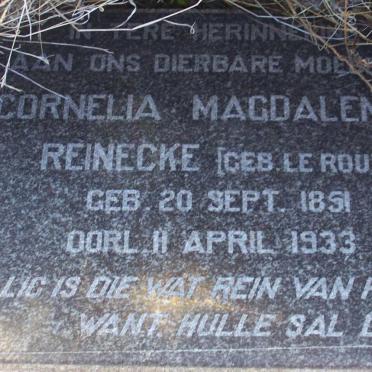 REINECKE Cornelia Magdalena nee LE ROUX 1851-1933