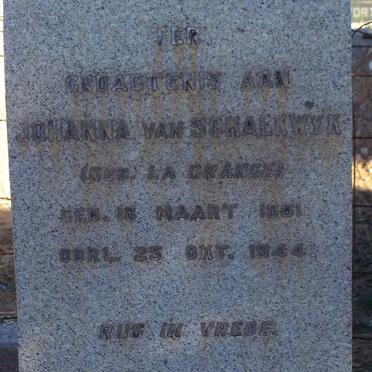SCHALKWYK Johanna, van nee LA GRANGE 1861-1944