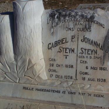 STEYN Gabriel P. 1858-1938 &amp; Johanna J. V.D. SPUY 1861-1938