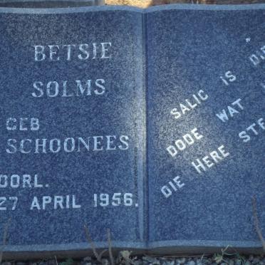 SOLMS Betsie nee SCHOONEES -1956