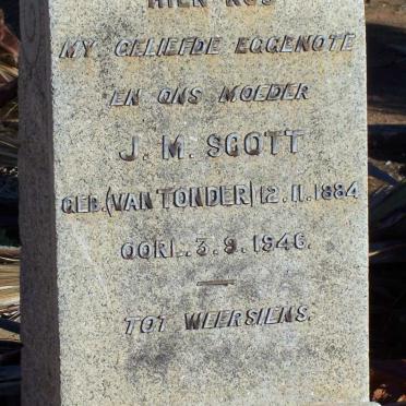SCOTT J.M. nee VAN TONDER 1884-1946