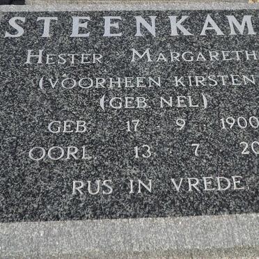 STEENKAMP Hester Margaretha voorheen KIRSTEN nee NEL 1900-2001