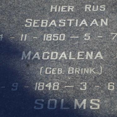 SOLMS Sebastian R. 1850-1916 &amp; Magdalena C. BRINK 1848-1919