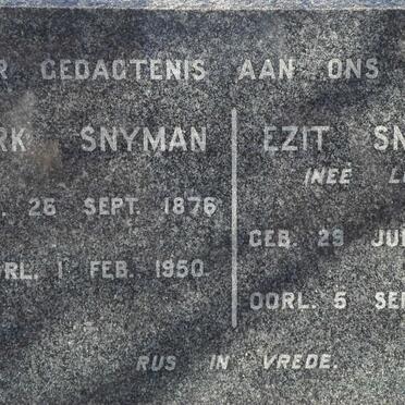 SNYMAN Dirk 1876-1950 &amp; Ezit LUYT 1876-1950