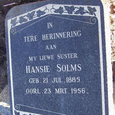 SOLMS Hansie 1885-1956