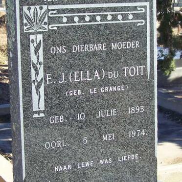 TOIT E.J., du nee LE GRANGE 1893-1974