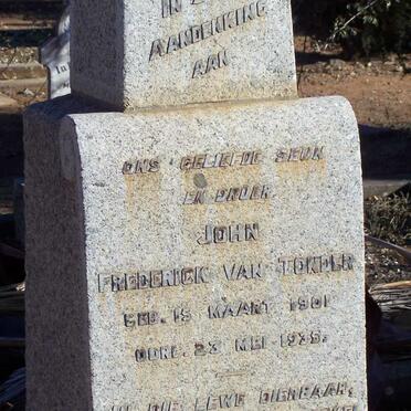 TONDER John Frederick, van 1901-1935