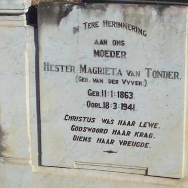 TONDER Hester Magrieta, van nee VAN DER VYVER 1863-1941