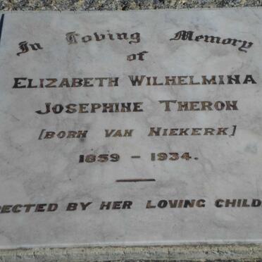 THERON Elizabeth Wilhelmina Josephine nee VAN NIEKERK 1859-1934
