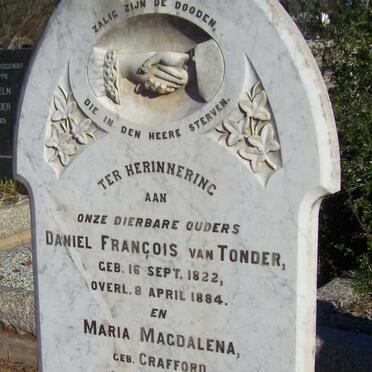 TONDER Daniel Francois, van 1822-1884 &amp; Maria Magdalena CRAFFORD 1829-1909