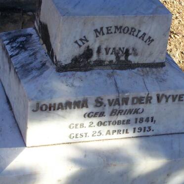 VYVER Johanna S., van der nee BRINK 1841-1913