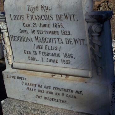 WIT Louis Francois, de 1855-1929 &amp; Hendrina Margritta ELLIS 1856-1932