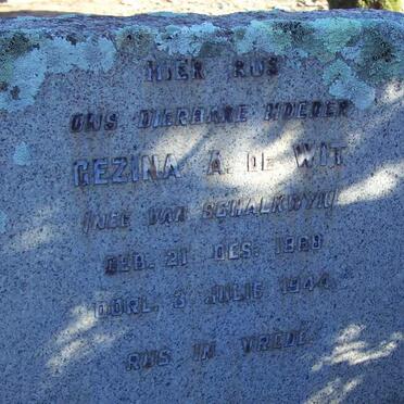 WIT Gezina A., de nee VAN SCHALKWYK 186?-1944