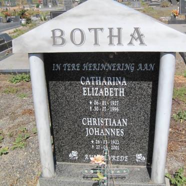 BOTHA Christiaan Johannes 1922-2001 &amp; Catharina Elizabeth 1927-1996