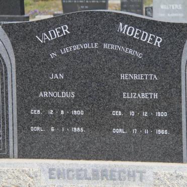 ENGELBRECHT Jan Arnoldus 1900-1985 &amp; Henrietta Elizabeth 1900-1966