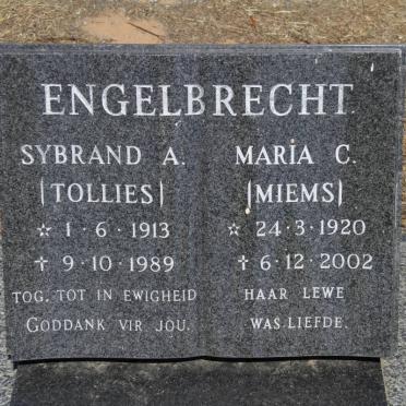 ENGELBRECHT Sybrand A. 1913-1989 &amp; Maria C. 1920-2002