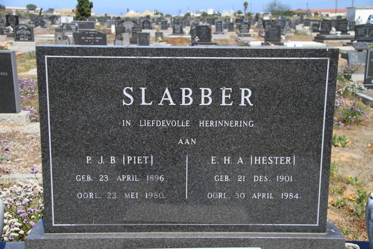 SLABBER P.J.B. 1896-1980 &amp; E.H.A. 1901-1984