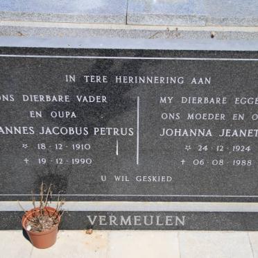 VERMEULEN Johannes Jacobus Petrus 1910-1991 &amp; Johanna Jeanettje 1924-1988