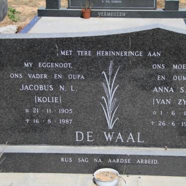WAAL Jacobus N.L., de 1905-1987 &amp; Anna S.W. VAN ZYL 1911-1996