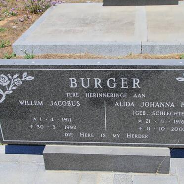 BURGER Willem Jacobus 1911-1992 &amp; Alida Johanna Paulina SCHLECHTER 1916-2002