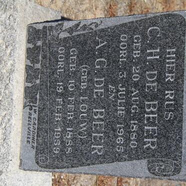 BEER C.H., de 1880-1965 &amp; A.G. LOUW 1888-1959