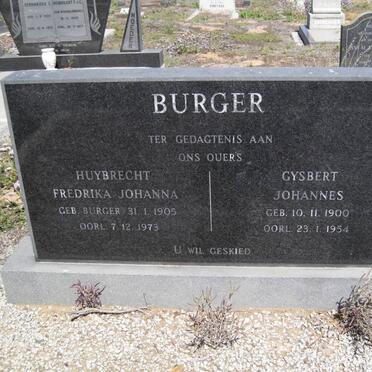 BURGER Gysbert Johannes 1900-1954 &amp; Huybrecht Fredrika Johanna BURGER 1905-1973