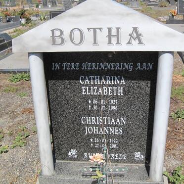 BOTHA Christiaan Johannes 1922-2001 &amp; Catharina Elizabeth 1927-1996