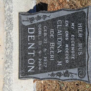 DENTON Glaudina M. nee DE BEER 1927-1964
