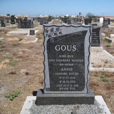 GOUS Annie nee KOTZE 1916-2006
