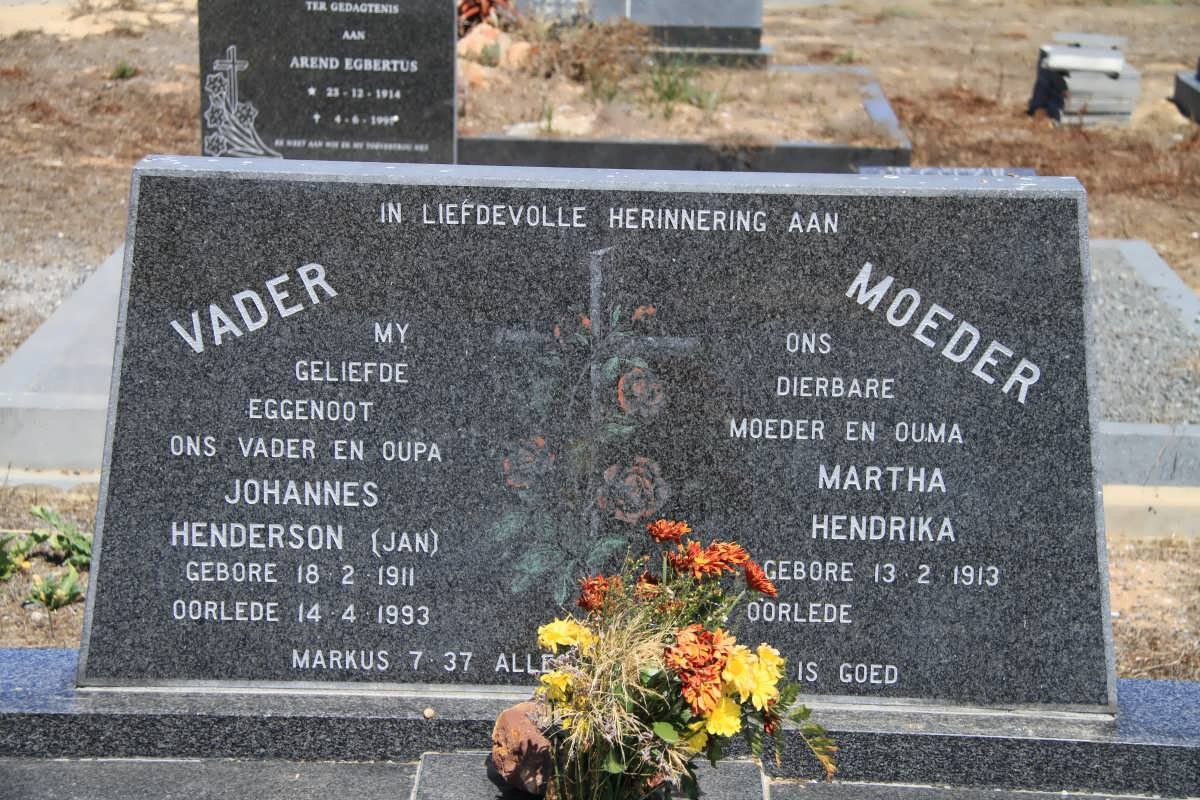 HUNTER Johannes Henderson 1911-1993 &amp; Martha Hendrika 1913-