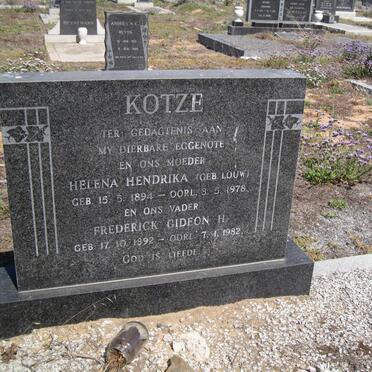 KOTZE Frederick Gideon H. 1892-1982 &amp; Helena Hendrika LOUW 1894-1978