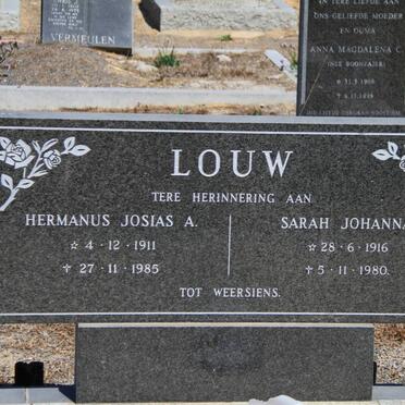 LOUW Hermanus Josias A. 1911-1985 &amp; Sarah Johanna 1916-1980