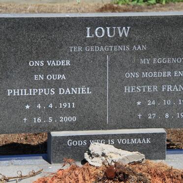 LOUW Philippus Daniël 1911-2000 &amp; Hester Francina 1910-1996