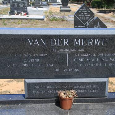 MERWE C. Brink, van der 1913-1994 &amp; Gesie M.W.J. VAN EEDEN 1915-1979