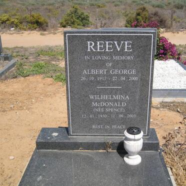 REEVE Albert George 1917-2000 &amp; Wilhelmina McDonald SPENCE 1930-2003