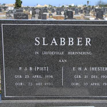 SLABBER P.J.B. 1896-1980 &amp; E.H.A. 1901-1984