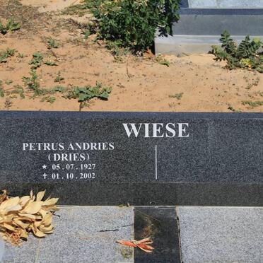 WIESE Petrus Andries 1927-2002